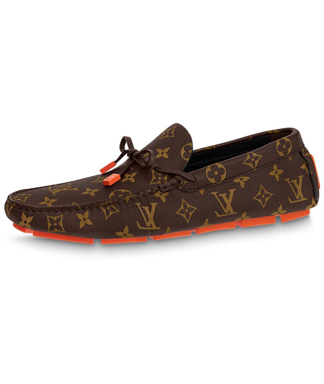 LOUIS VUITTON Коричневые кожаные лоферы, фото 2