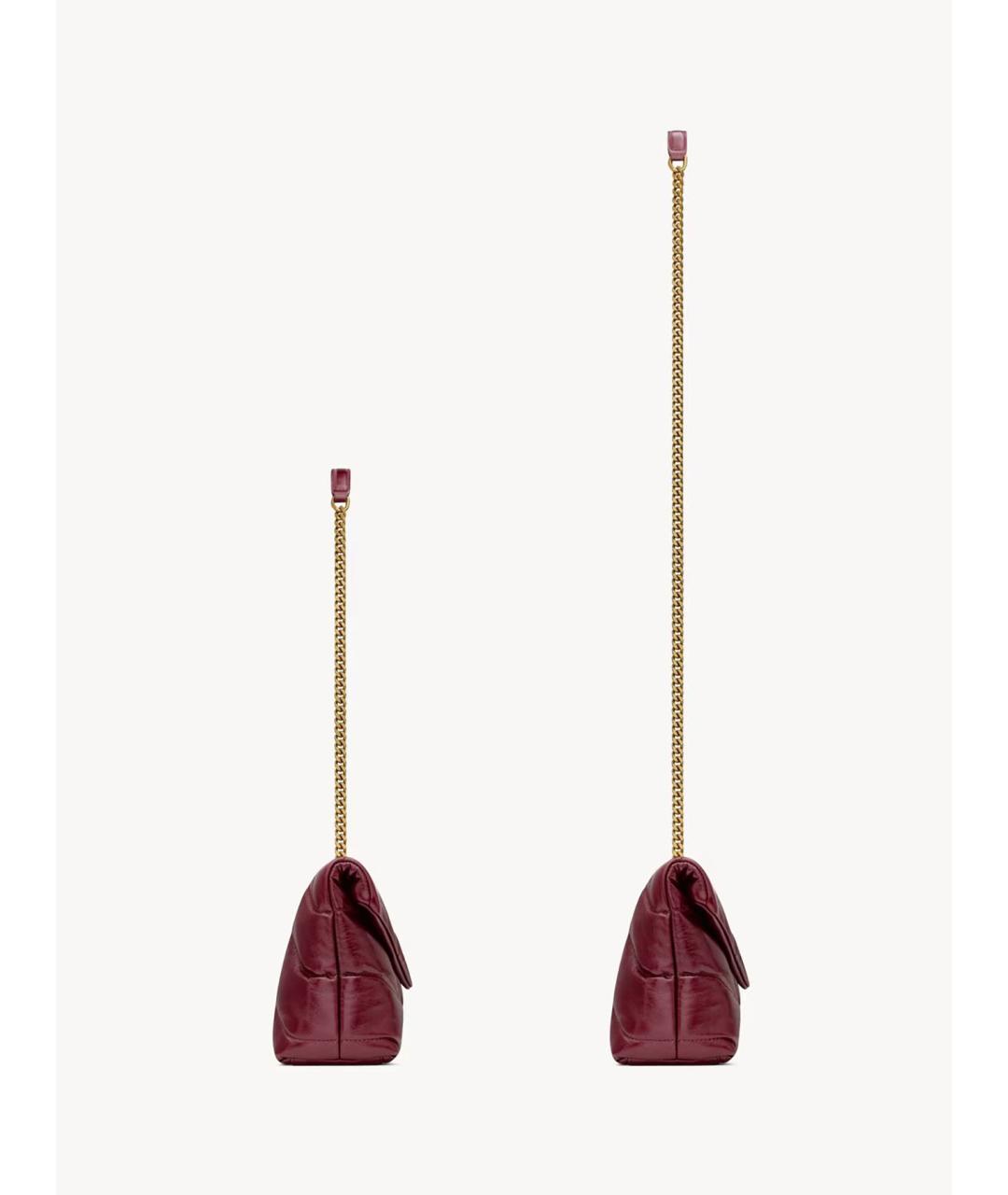 SAINT LAURENT Бордовая кожаная сумка через плечо, фото 2