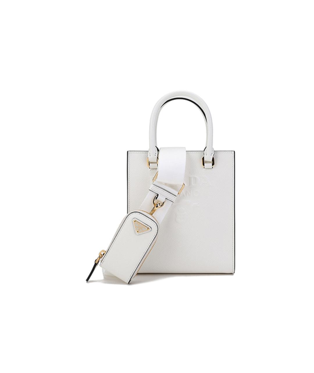 PRADA Белая кожаная сумка через плечо, фото 7