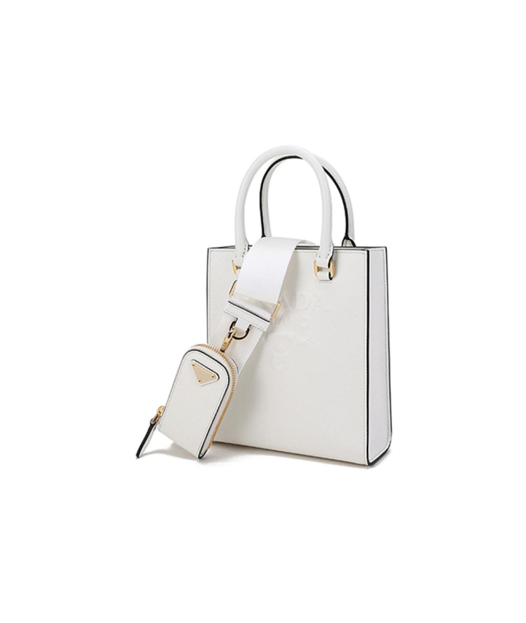 PRADA Белая кожаная сумка через плечо, фото 2