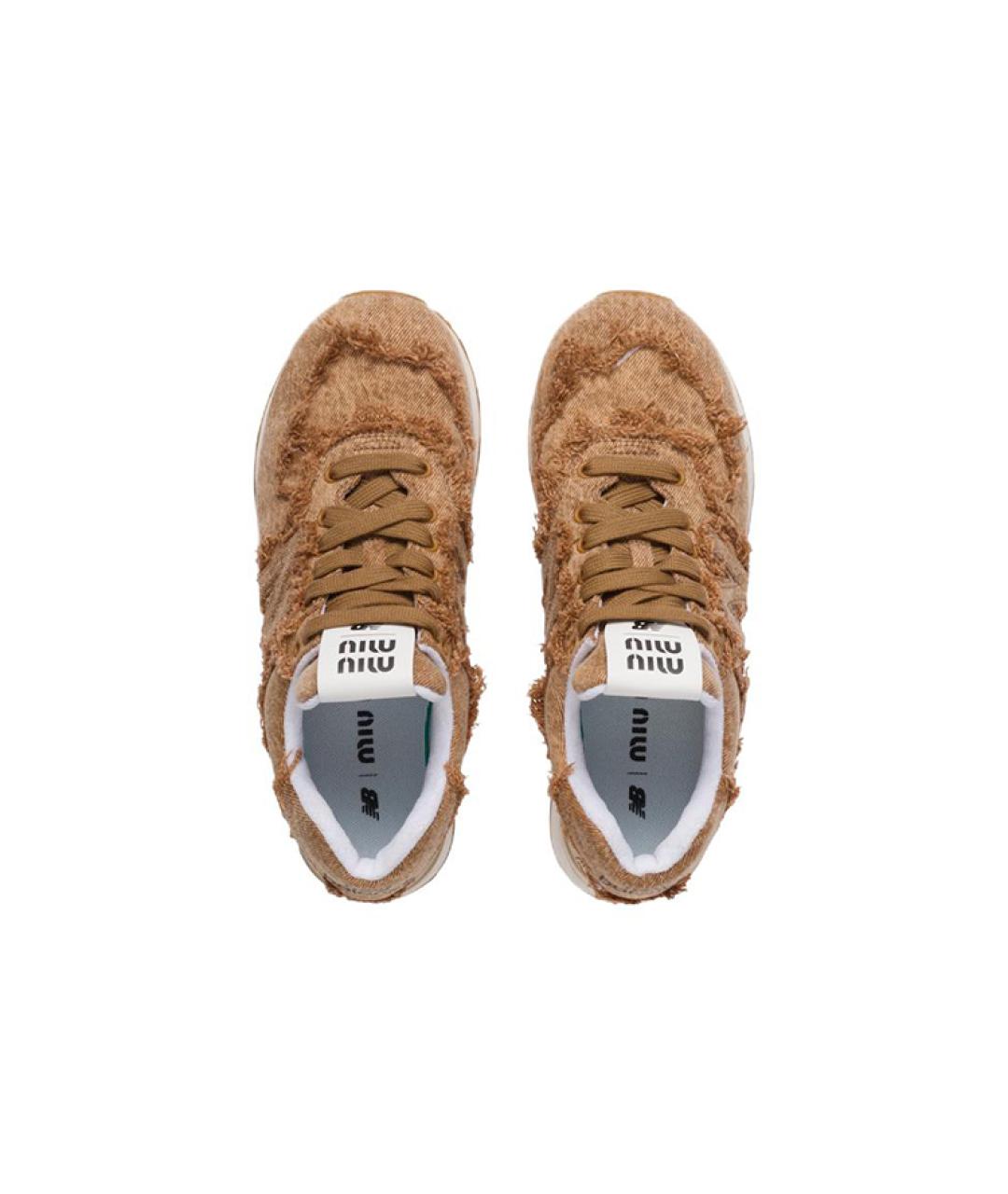 MIU MIU Бежевые текстильные кроссовки, фото 5