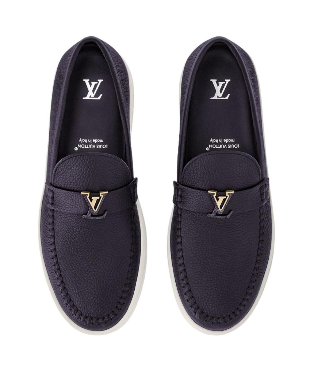 LOUIS VUITTON Синие кожаные лоферы, фото 4