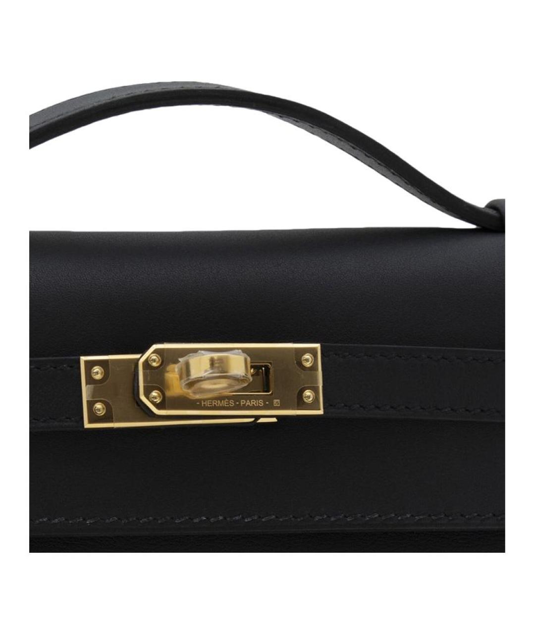 HERMES Черная кожаная сумка с короткими ручками, фото 6