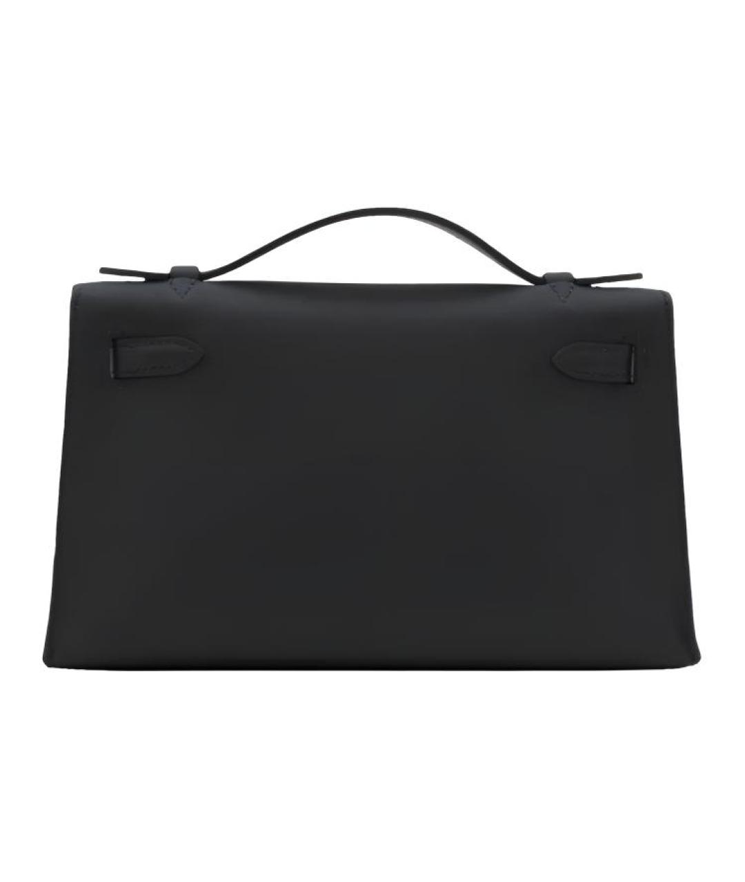 HERMES Черная кожаная сумка с короткими ручками, фото 3