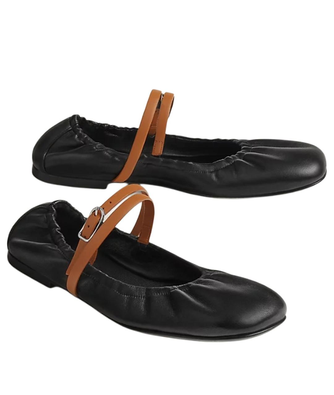 HERMES Черные балетки, фото 3