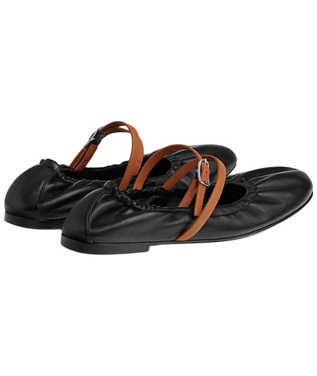 HERMES Черные балетки, фото 4