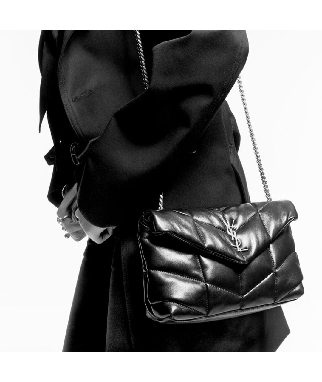 SAINT LAURENT Черная кожаная сумка через плечо, фото 6