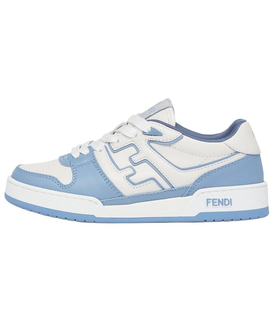 FENDI Синие кожаные кроссовки, фото 2