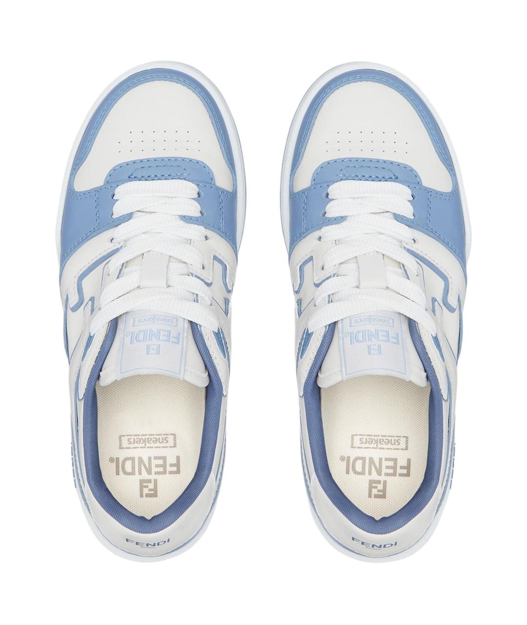 FENDI Синие кожаные кроссовки, фото 4
