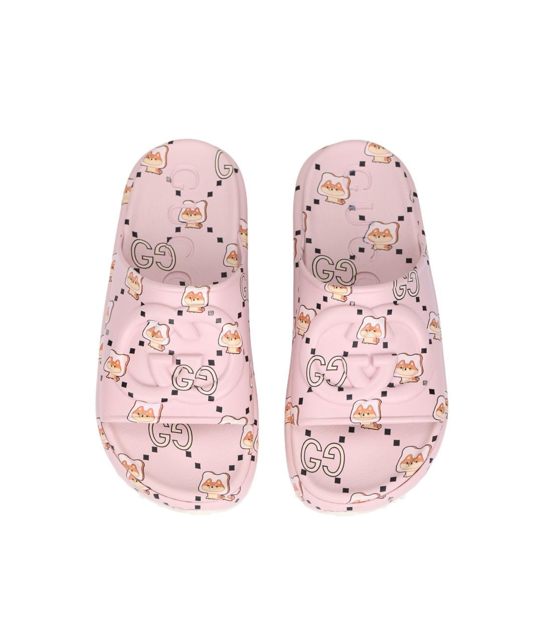 GUCCI Розовые резиновые шлепанцы, фото 3