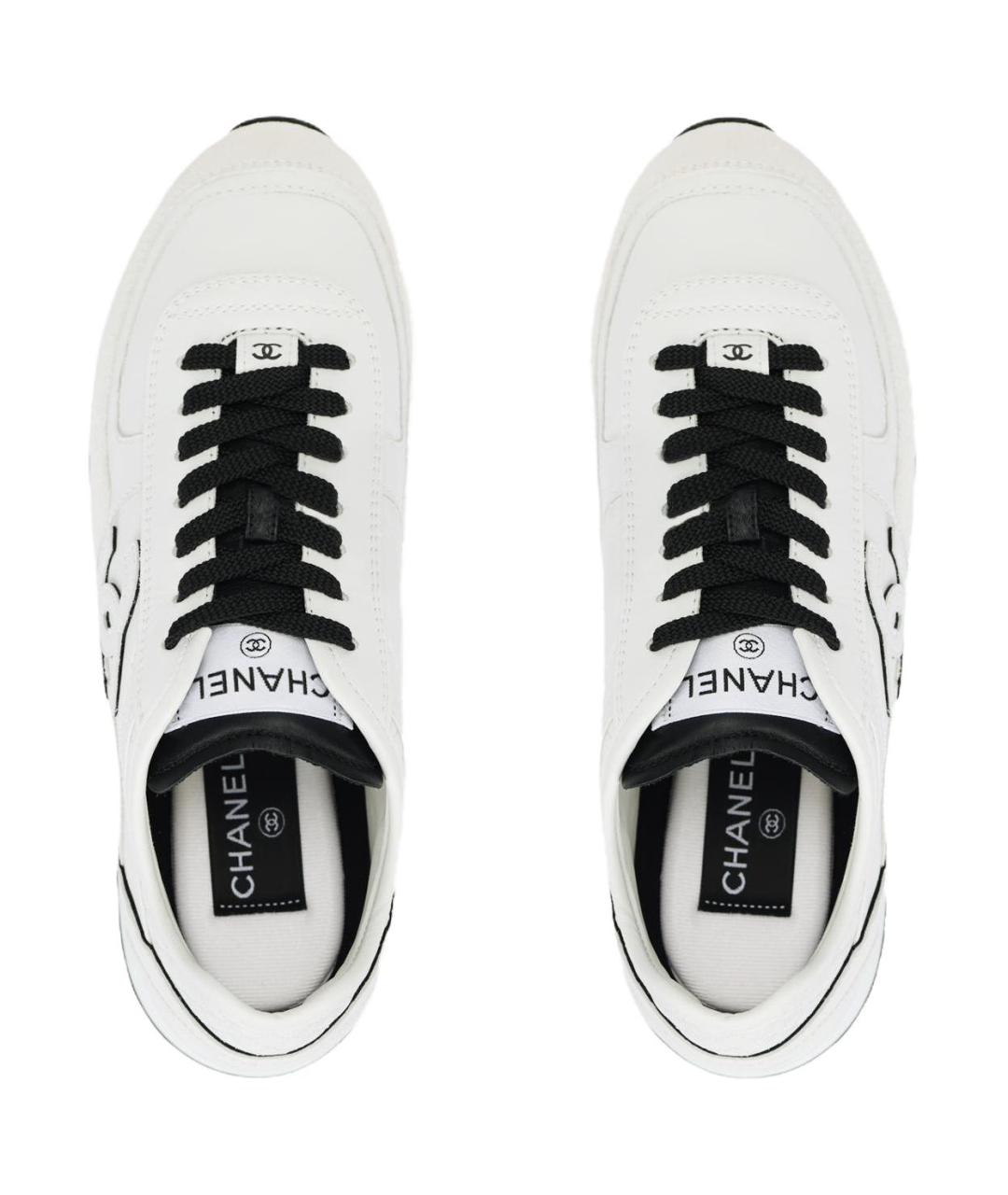 CHANEL Белые кожаные кроссовки, фото 3