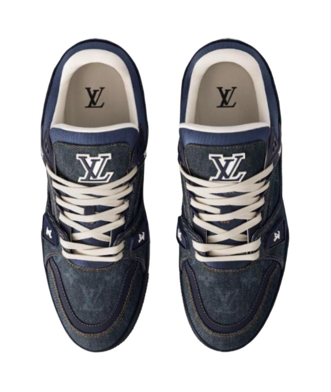 LOUIS VUITTON Синие кожаные кроссовки, фото 5