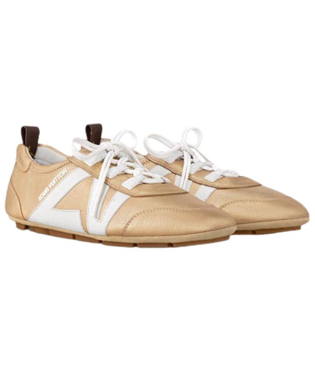 LOUIS VUITTON Золотые кожаные кроссовки, фото 3