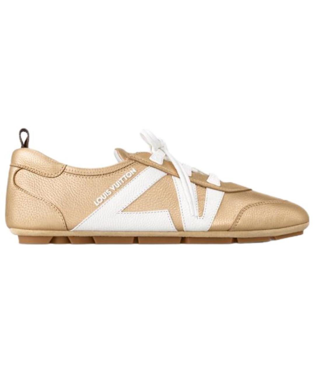 LOUIS VUITTON Золотые кожаные кроссовки, фото 1