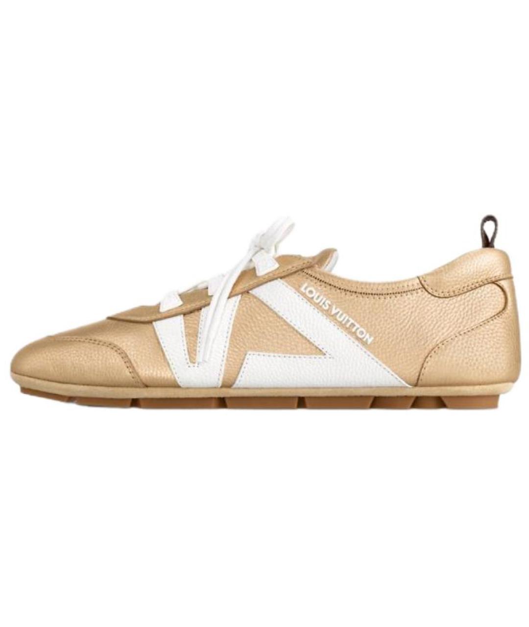 LOUIS VUITTON Золотые кожаные кроссовки, фото 2
