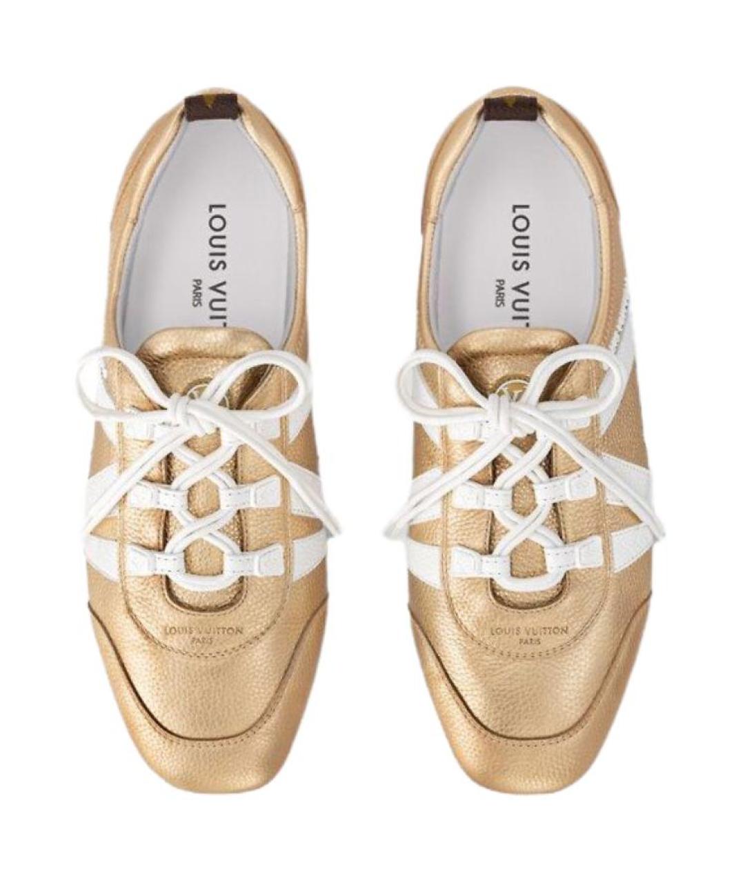 LOUIS VUITTON Золотые кожаные кроссовки, фото 4