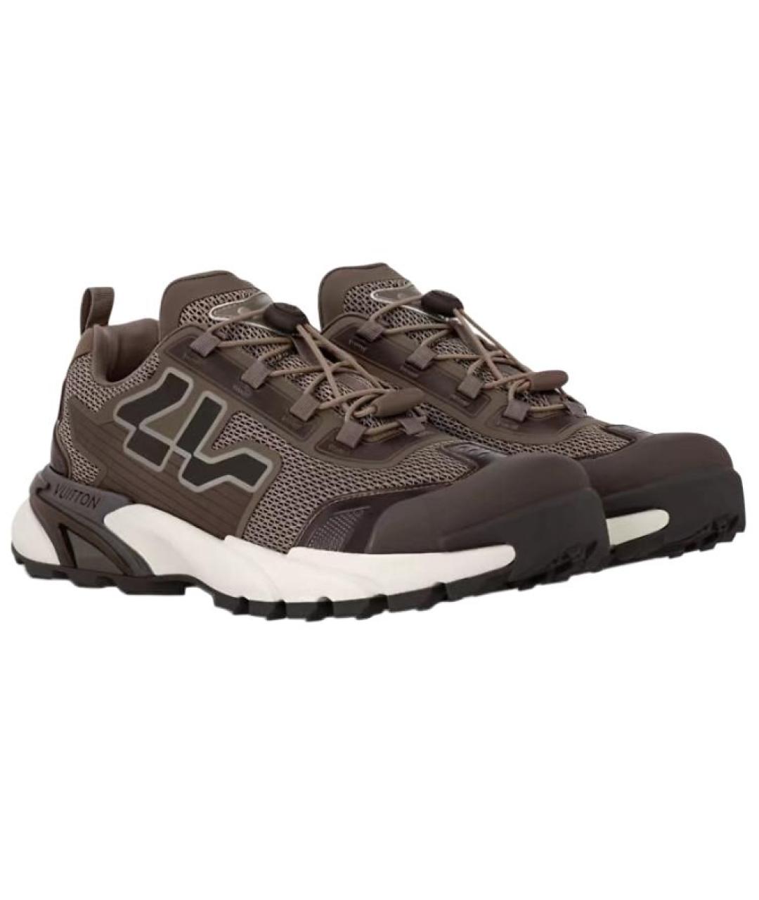 LOUIS VUITTON Коричневые кожаные низкие кроссовки / кеды, фото 3