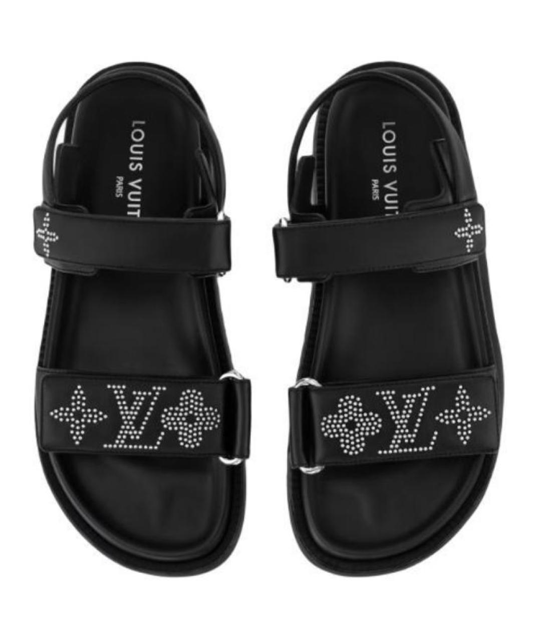 LOUIS VUITTON Черные кожаные сандалии, фото 4