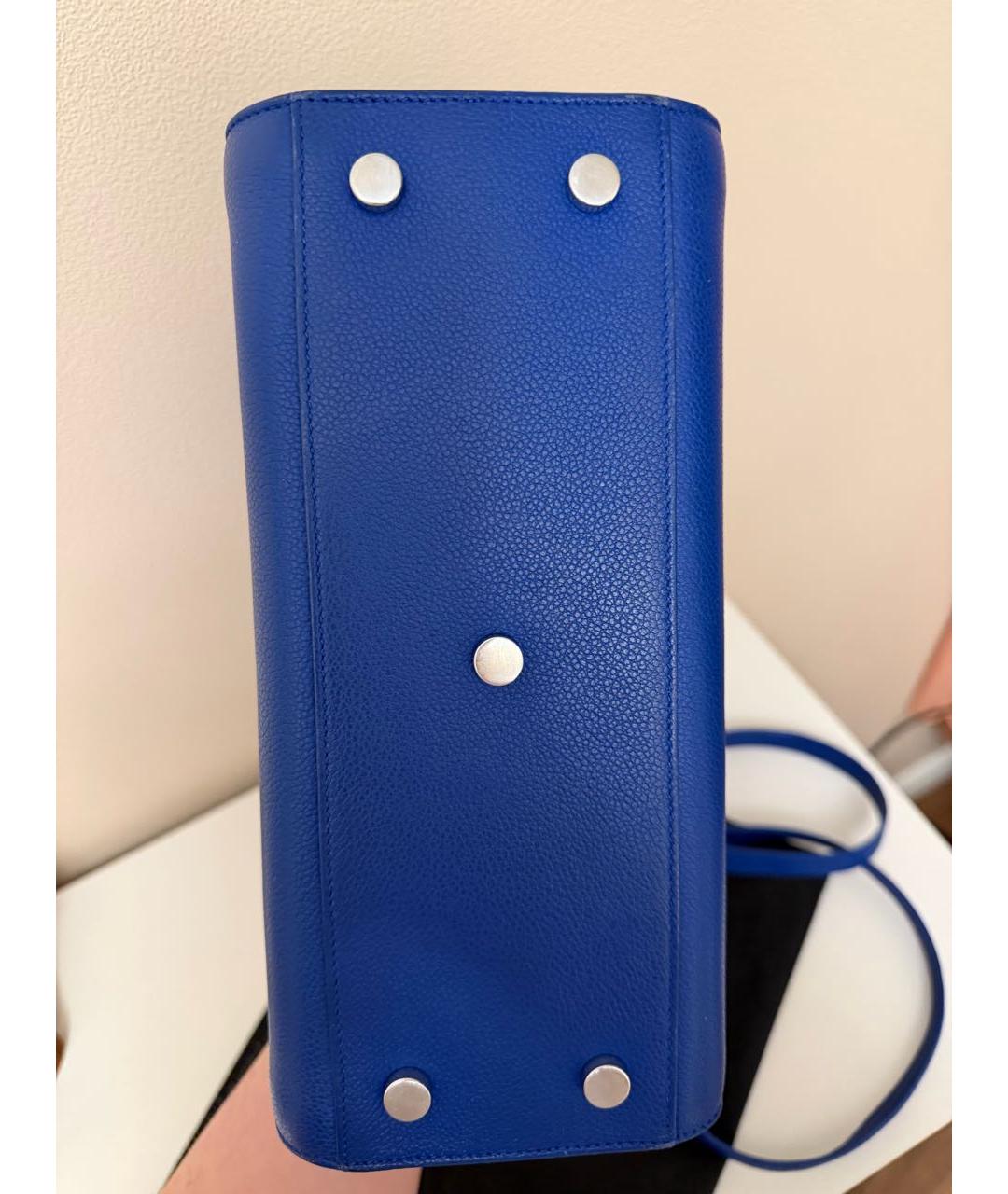 SAINT LAURENT Синяя кожаная сумка тоут, фото 5