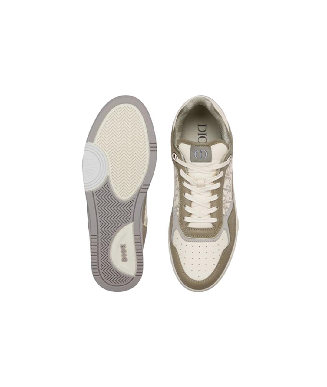 CHRISTIAN DIOR Хаки кожаные низкие кроссовки / кеды, фото 6
