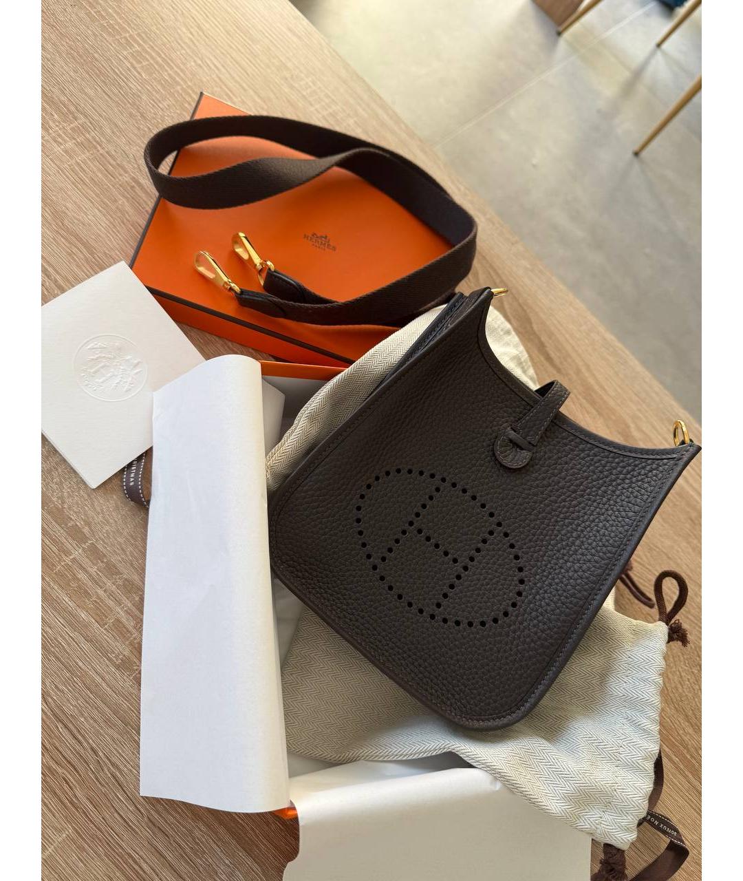 HERMES Коричневая кожаная сумка через плечо, фото 2