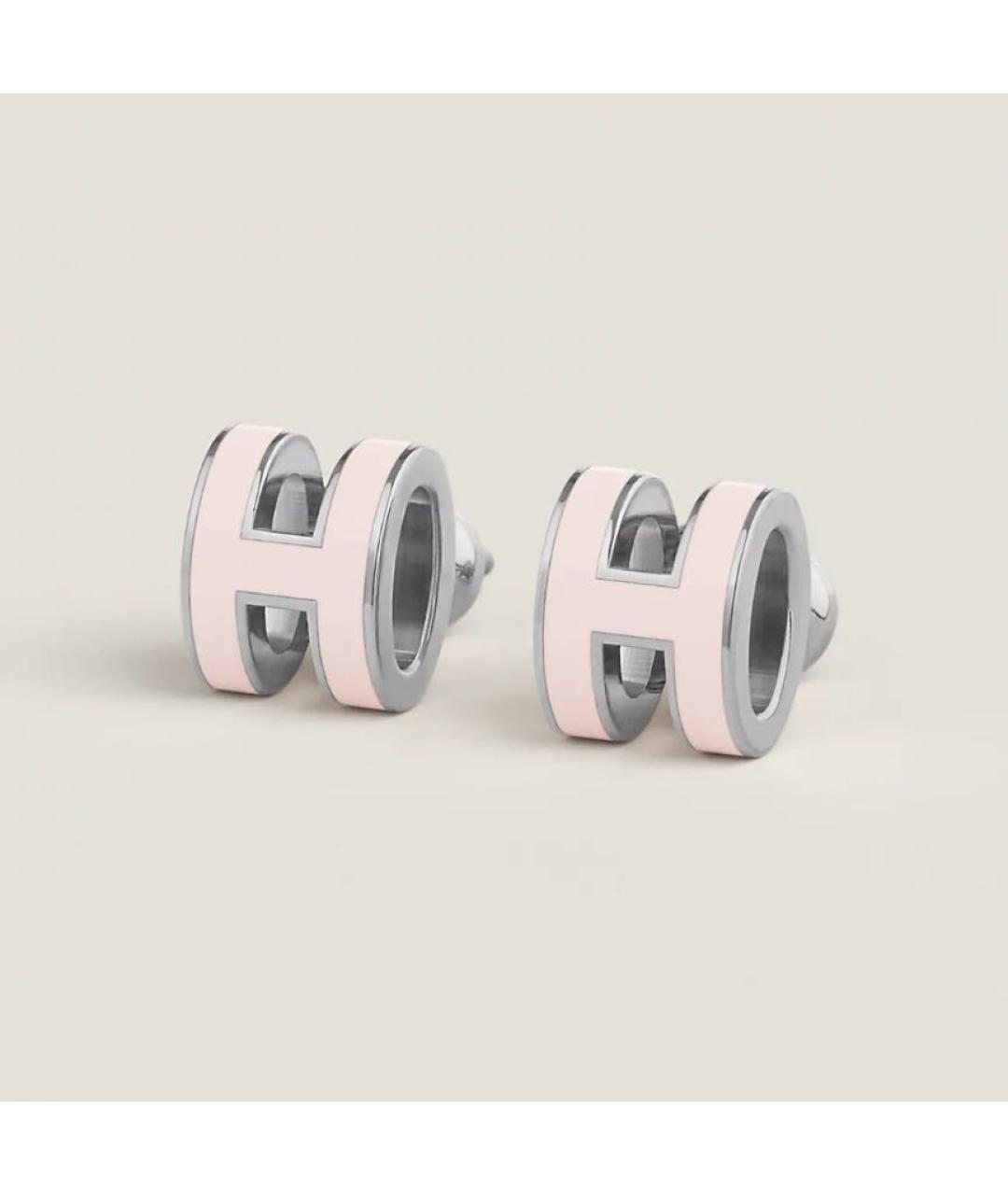 HERMES Розовые металлические серьги, фото 4