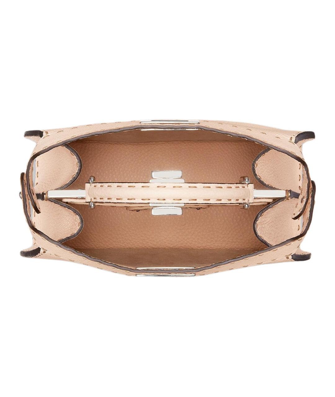 FENDI Бежевая кожаная сумка через плечо, фото 4