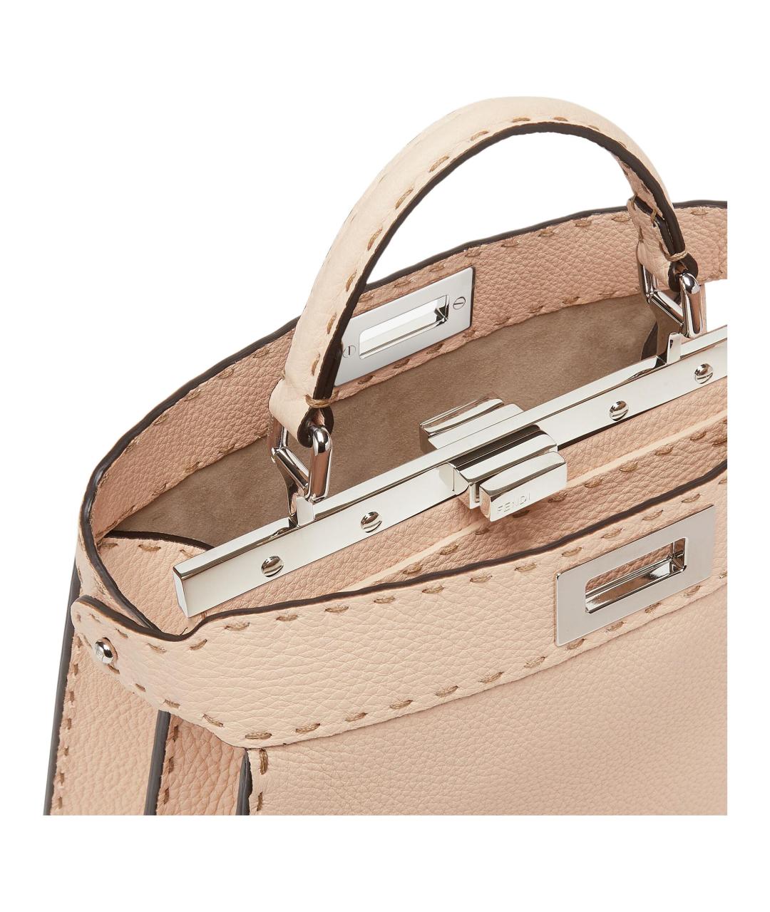FENDI Бежевая кожаная сумка через плечо, фото 5
