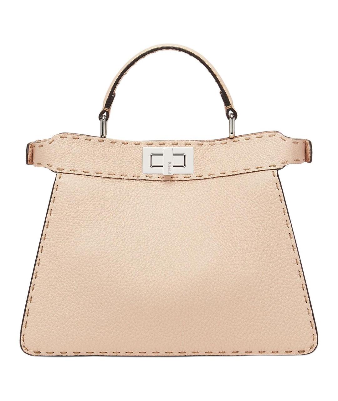 FENDI Бежевая кожаная сумка через плечо, фото 3