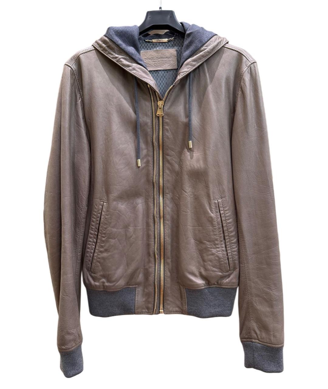 DOLCE&GABBANA Антрацитовая кожаная куртка, фото 6