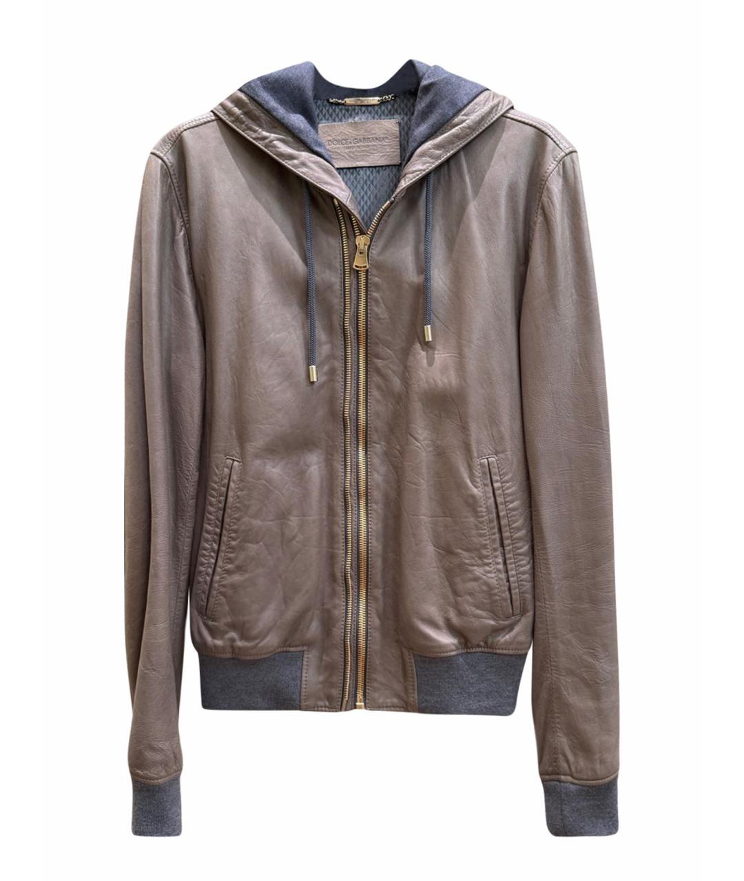 DOLCE&GABBANA Антрацитовая кожаная куртка, фото 1