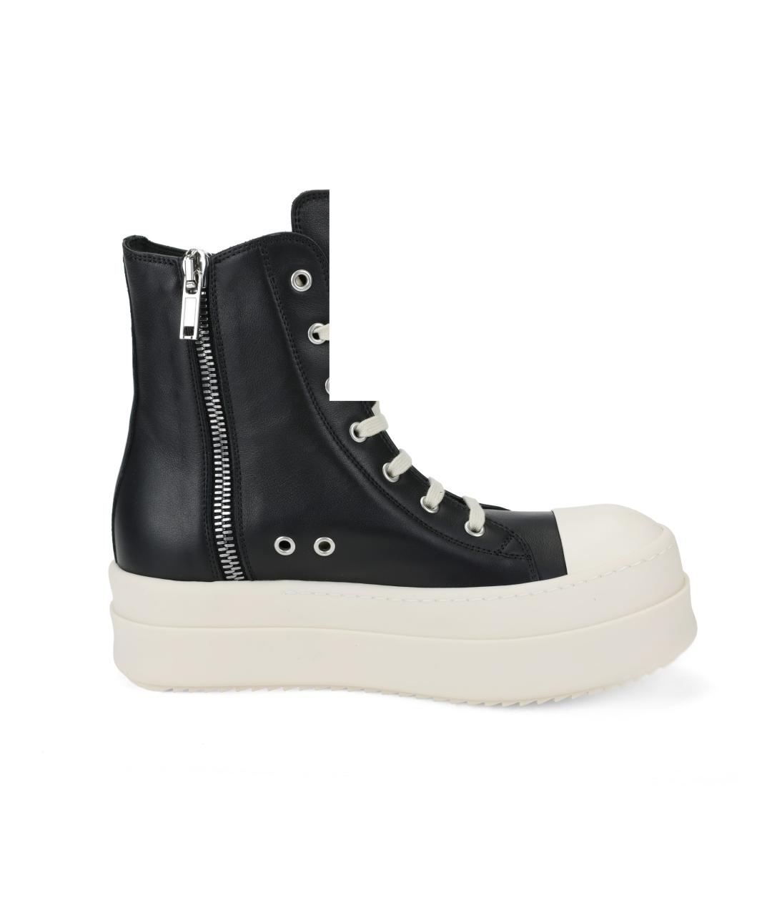 RICK OWENS Черные кожаные кеды, фото 1