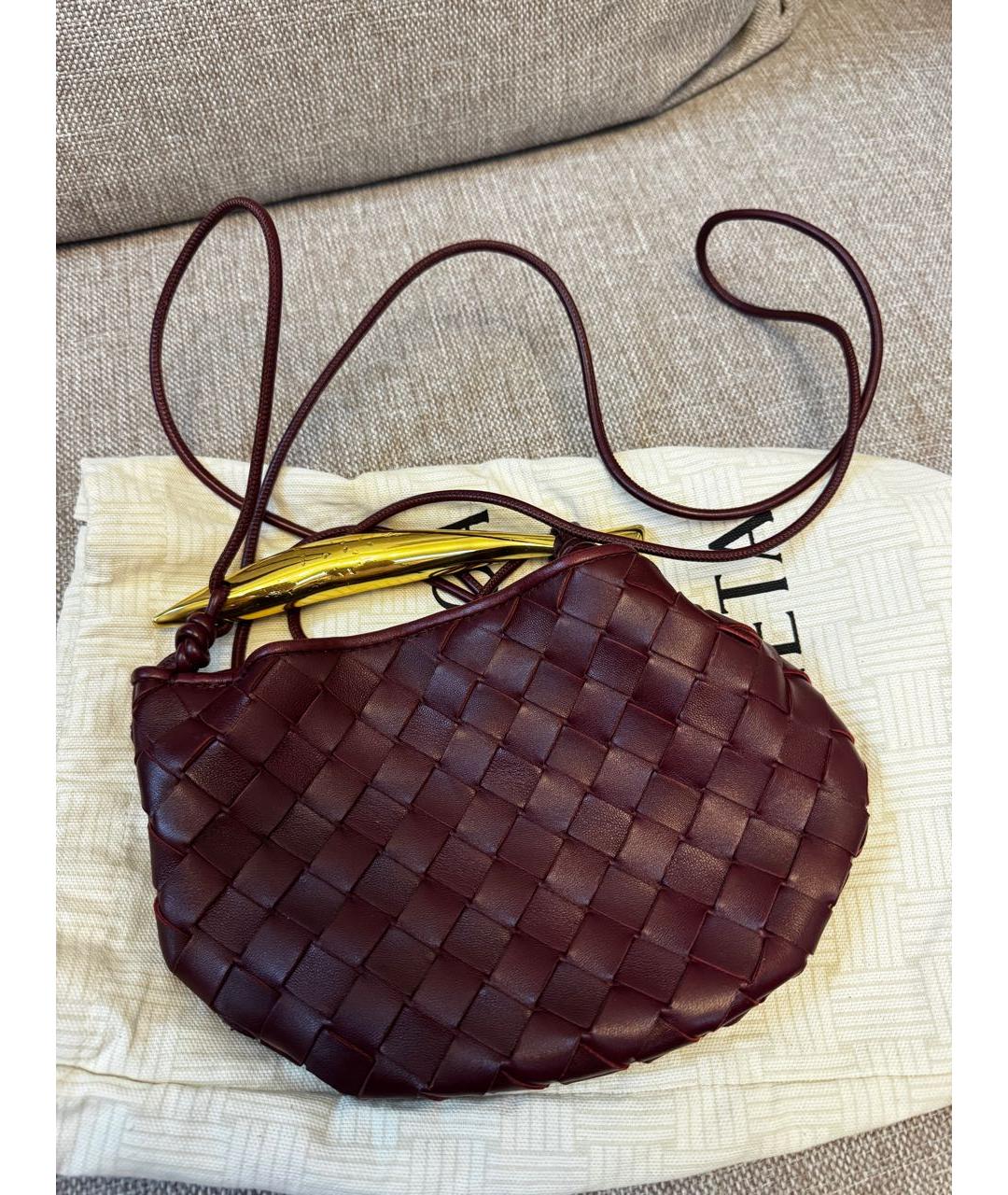 BOTTEGA VENETA Бордовая кожаная сумка с короткими ручками, фото 2