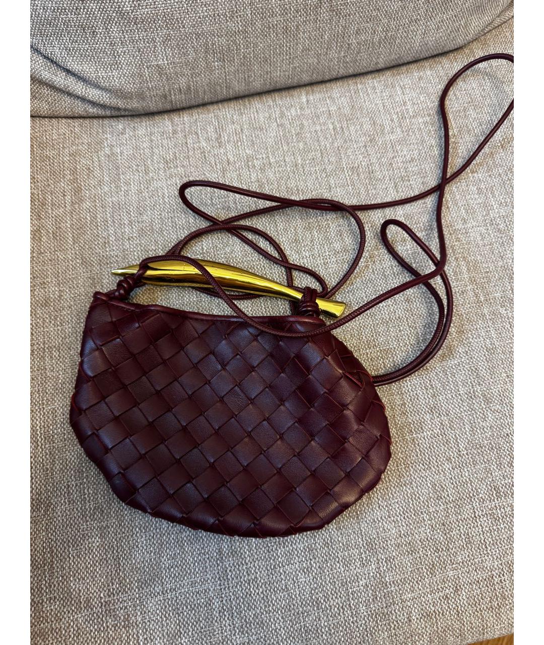 BOTTEGA VENETA Бордовая кожаная сумка с короткими ручками, фото 6