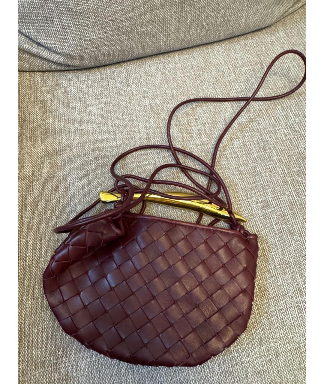 BOTTEGA VENETA Бордовая кожаная сумка с короткими ручками, фото 5