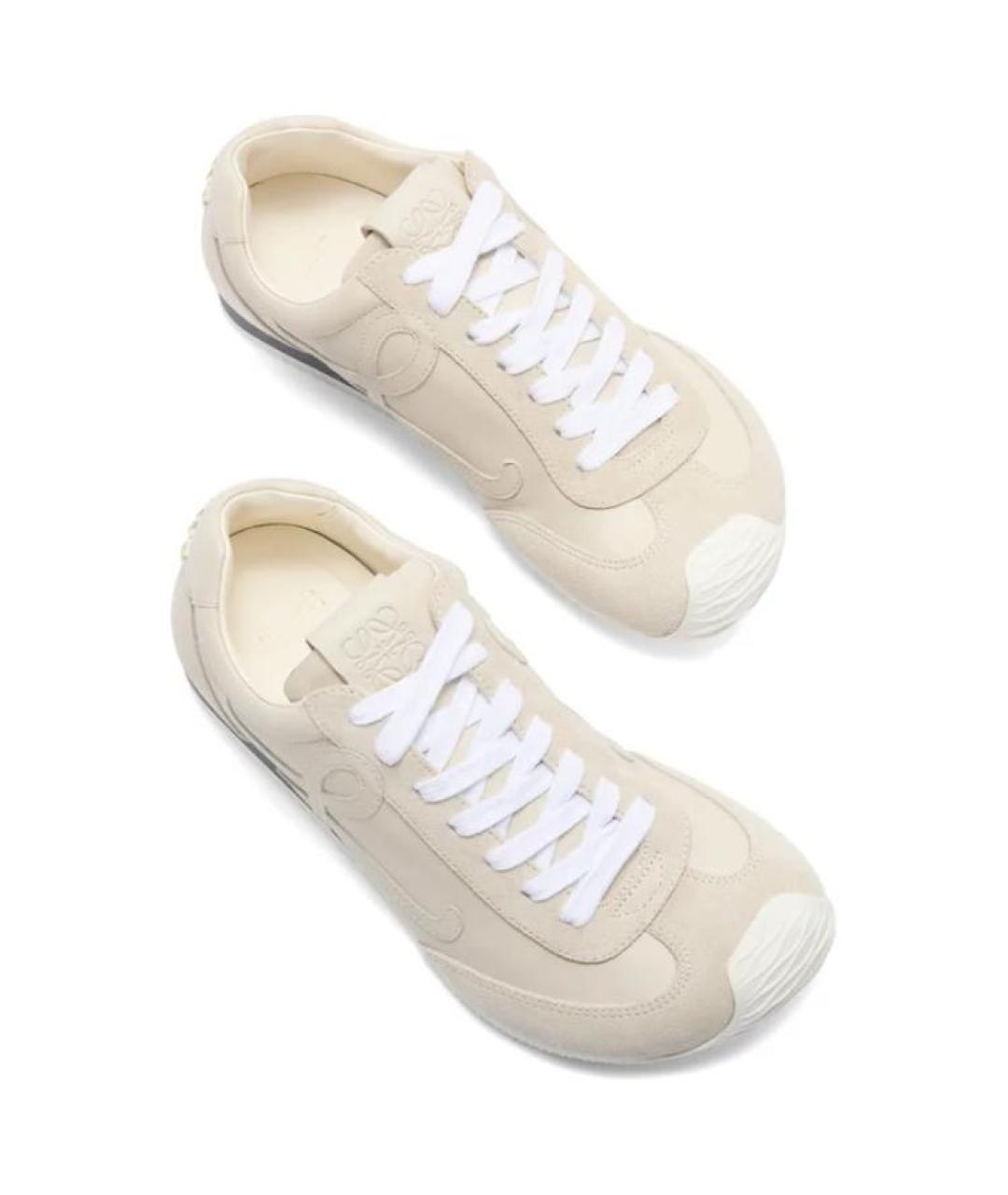 LOEWE Бежевые кожаные низкие кроссовки / кеды, фото 5