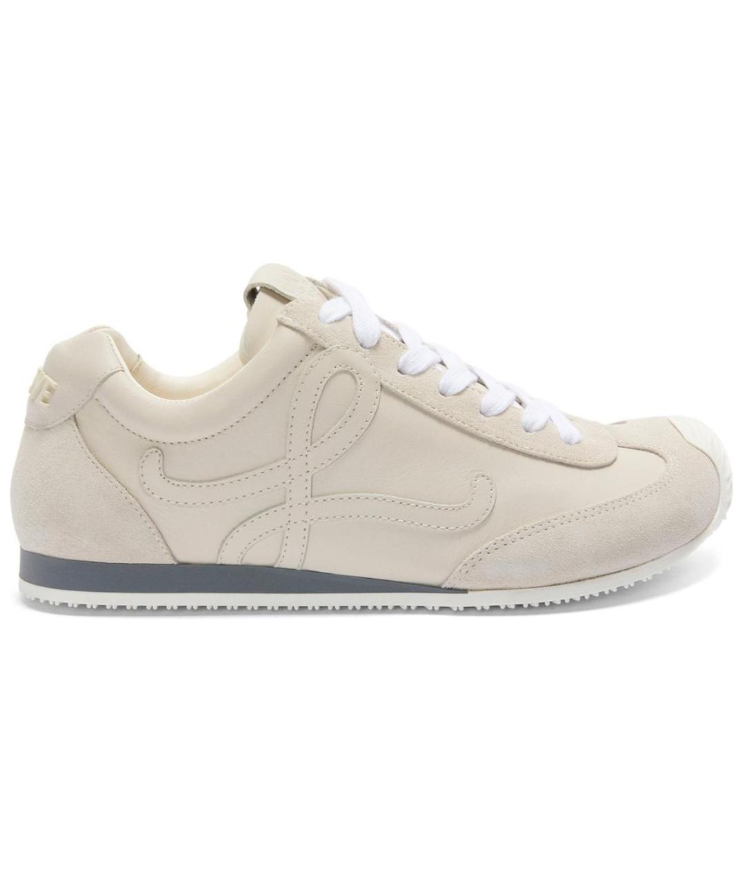 LOEWE Бежевые кожаные низкие кроссовки / кеды, фото 6