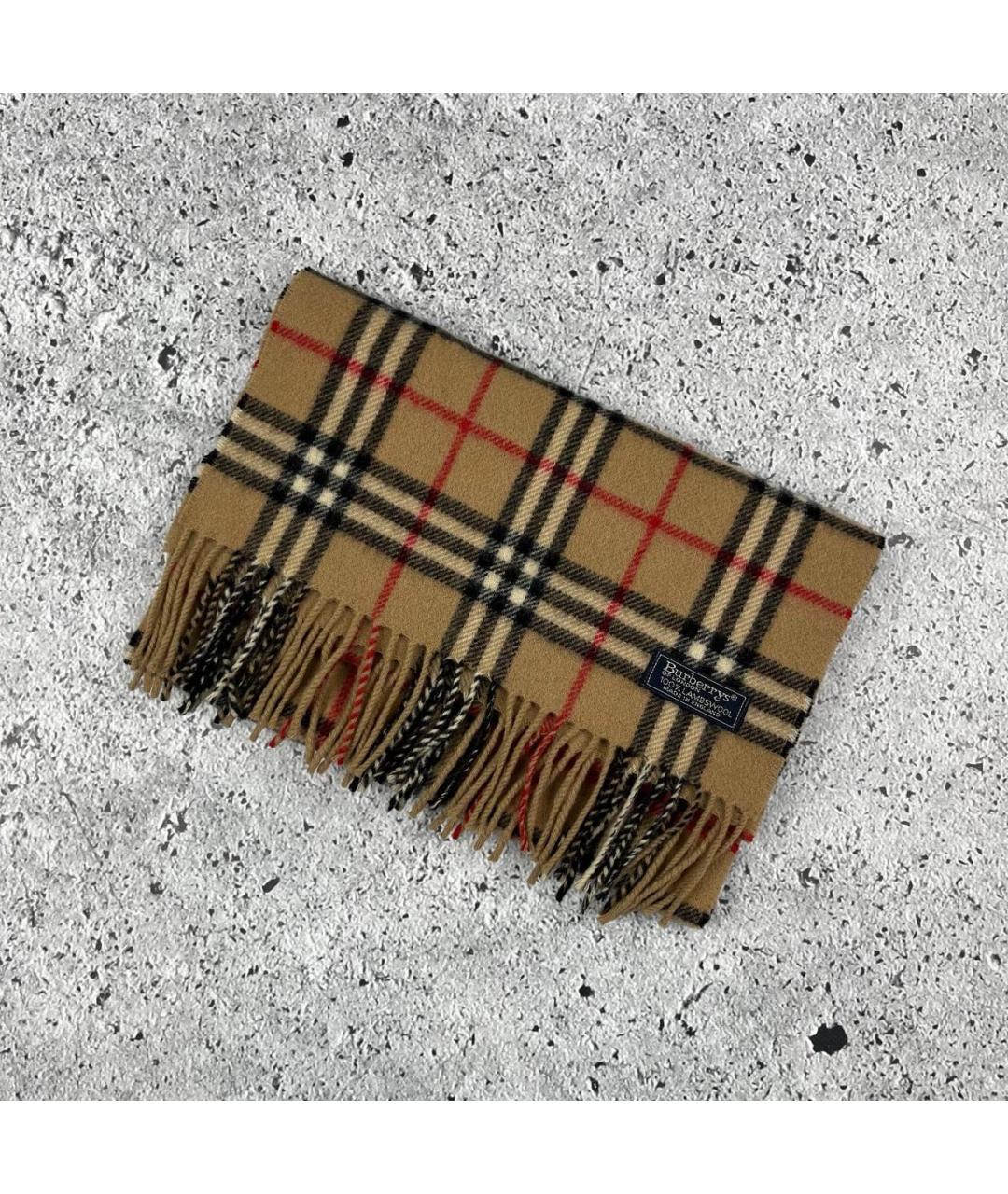 BURBERRY Бежевый шерстяной шарф, фото 2