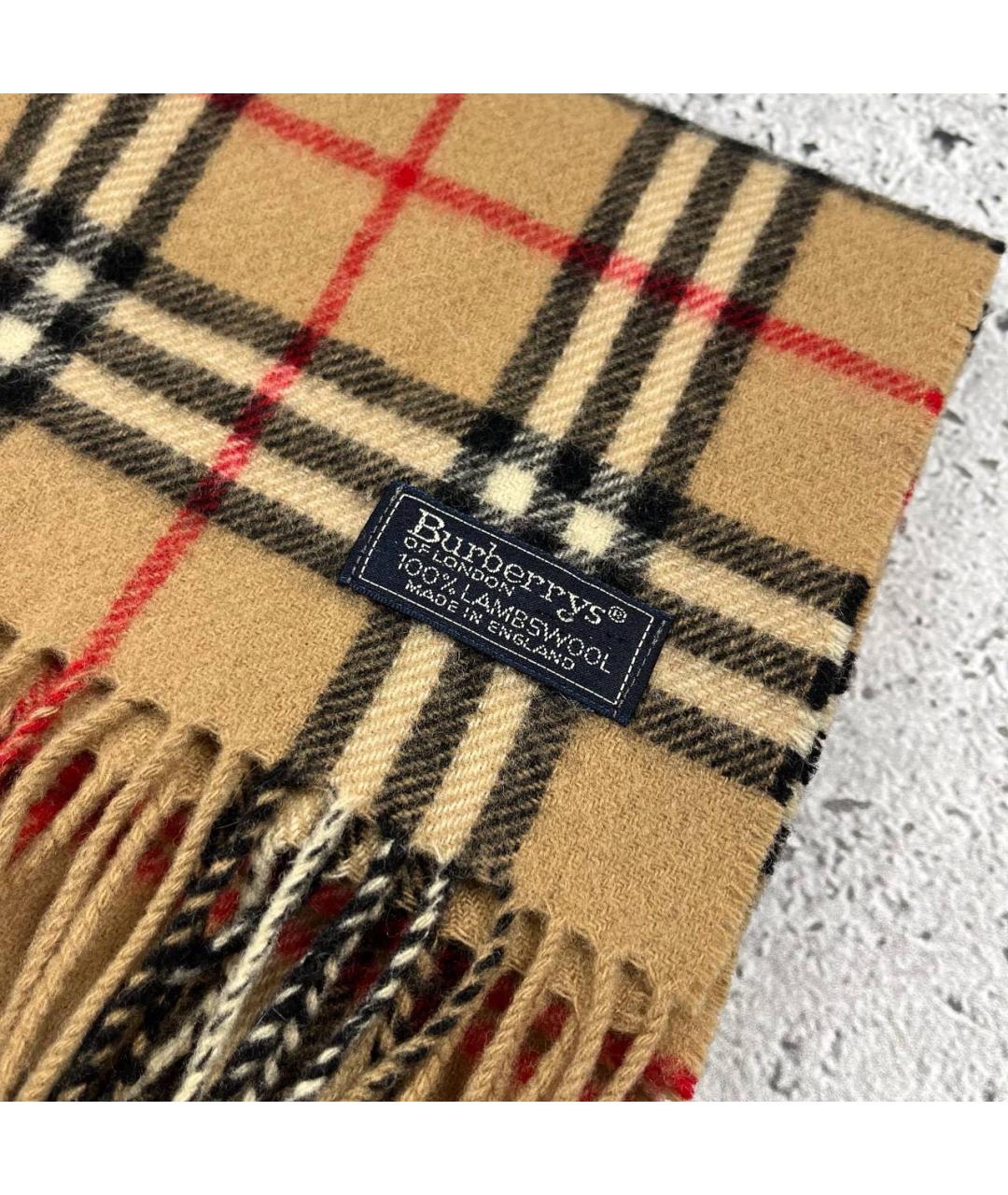 BURBERRY Бежевый шерстяной шарф, фото 3