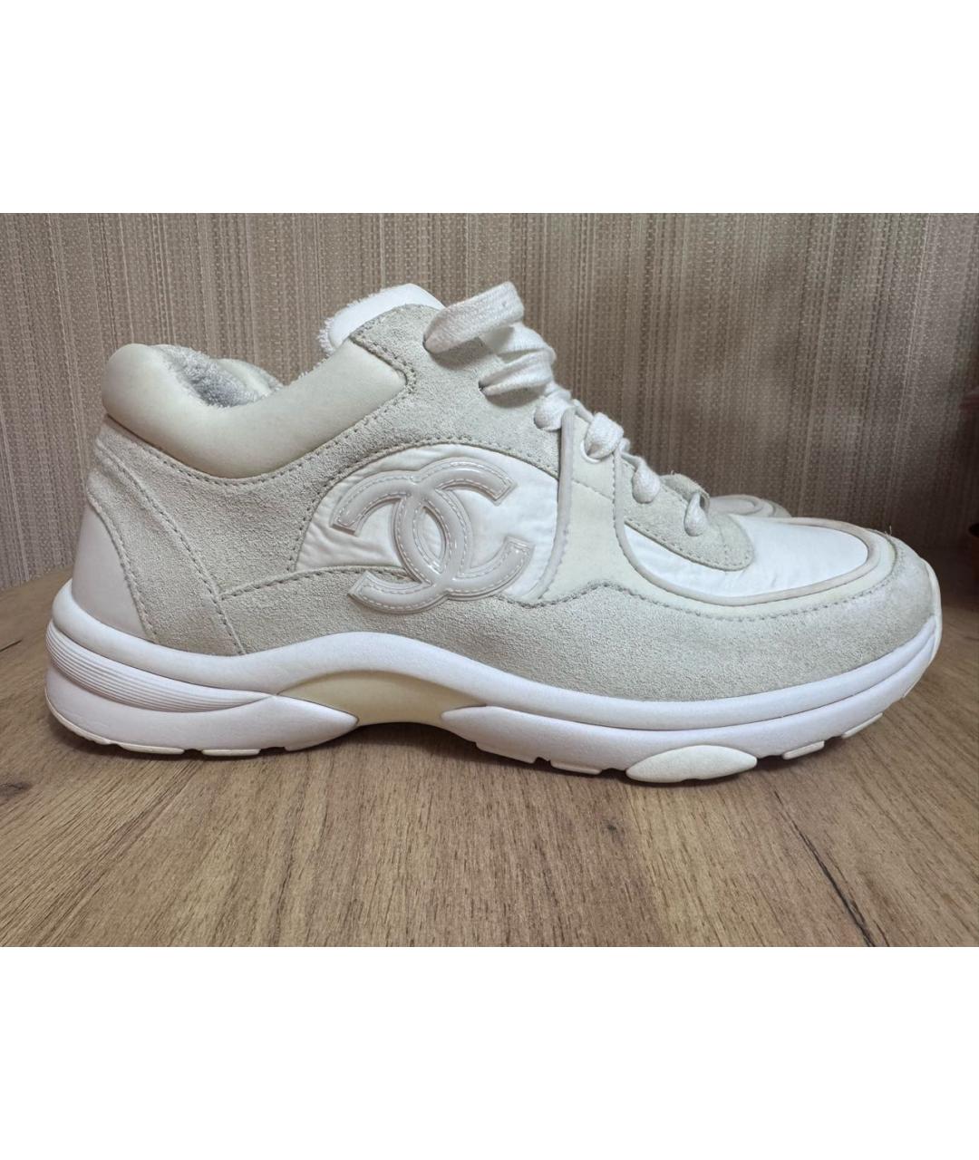 CHANEL Белые текстильные кроссовки, фото 4