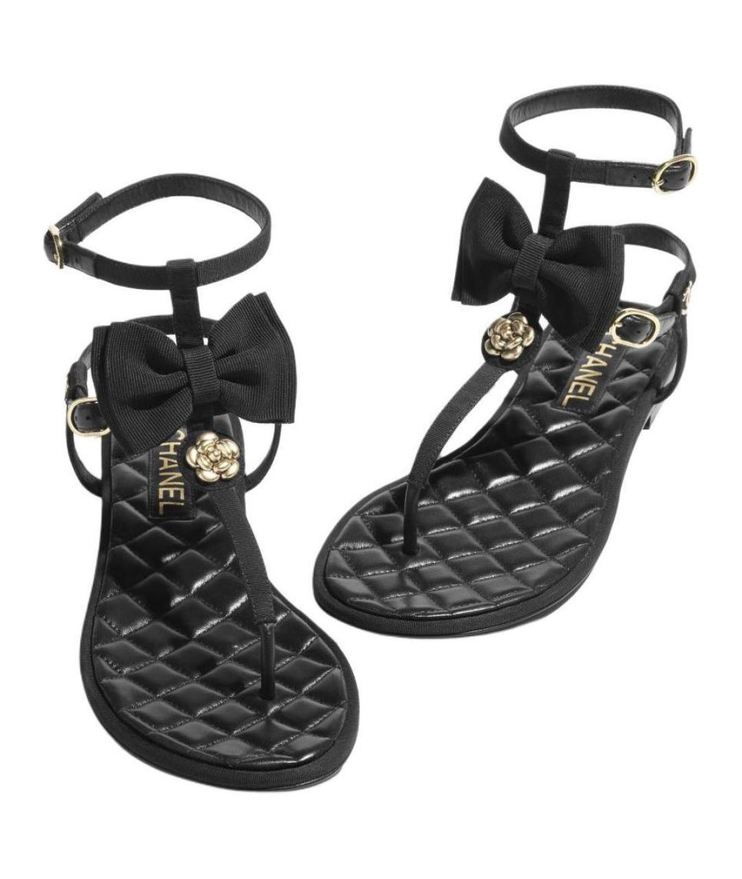 CHANEL Черные кожаные сандалии, фото 4