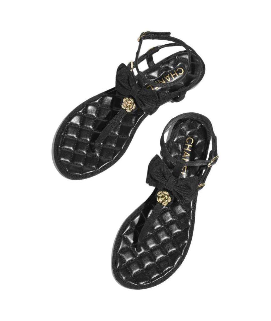 CHANEL Черные кожаные сандалии, фото 3