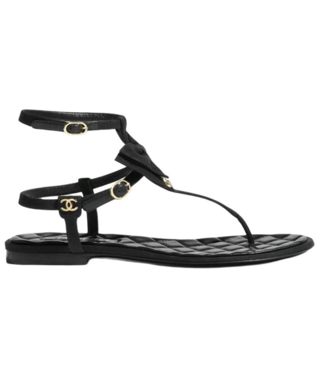 CHANEL Черные кожаные сандалии, фото 1