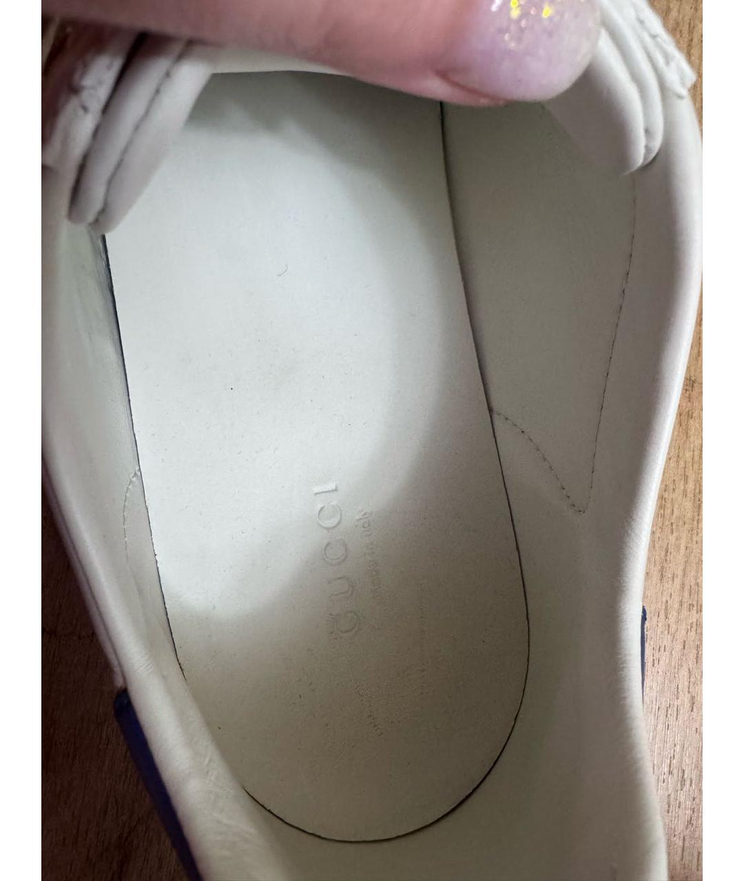 GUCCI Белые кожаные кеды, фото 4