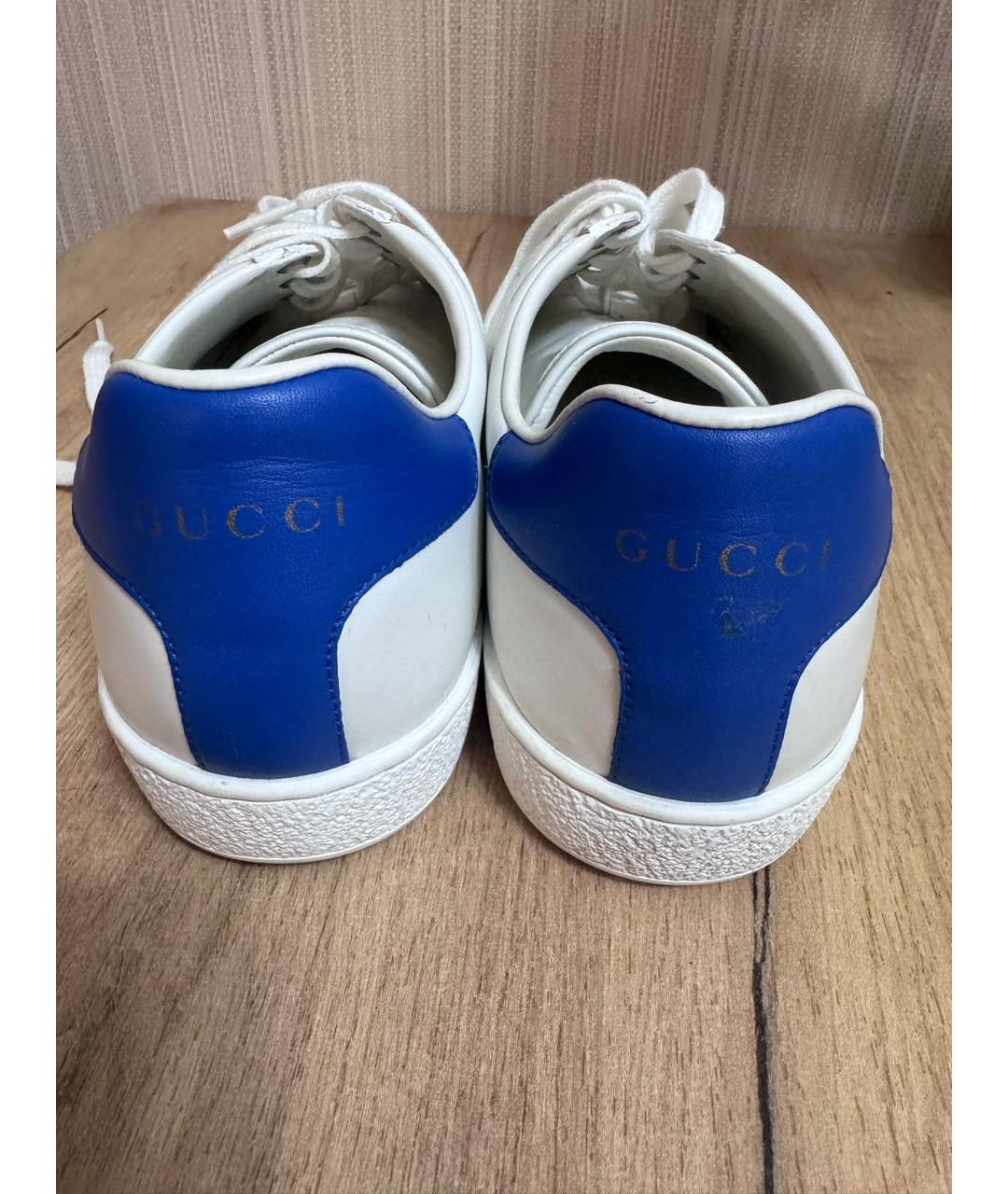 GUCCI Белые кожаные кеды, фото 3