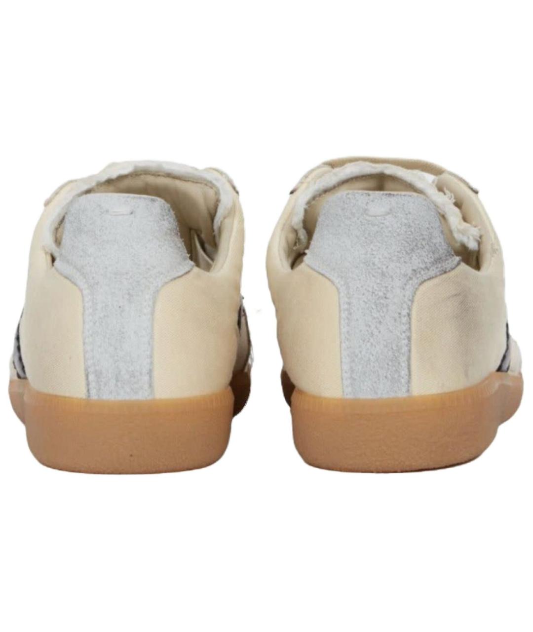 MAISON MARGIELA Бежевые кожаные низкие кроссовки / кеды, фото 4