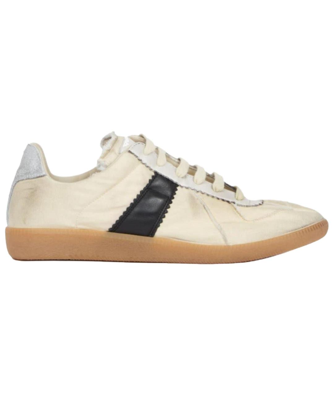 MAISON MARGIELA Бежевые кожаные низкие кроссовки / кеды, фото 5