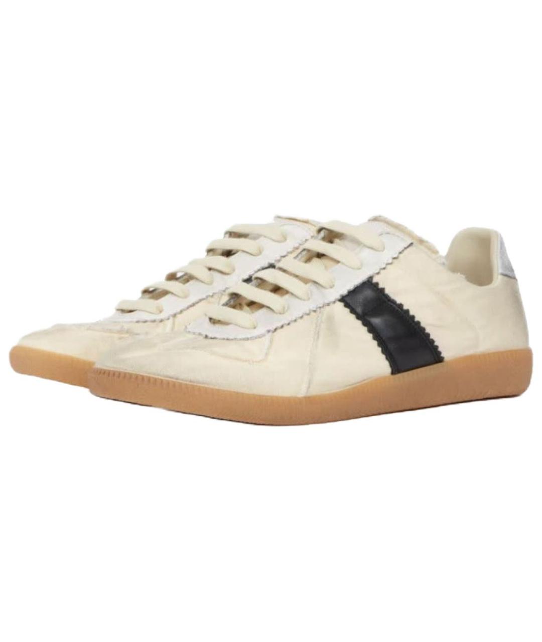 MAISON MARGIELA Бежевые кожаные низкие кроссовки / кеды, фото 2