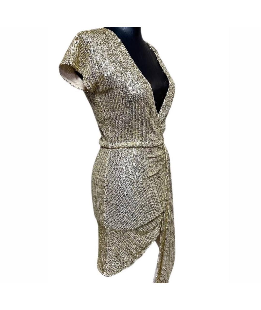 PATRIZIA PEPE Золотое полиэстеровое повседневное платье, фото 7