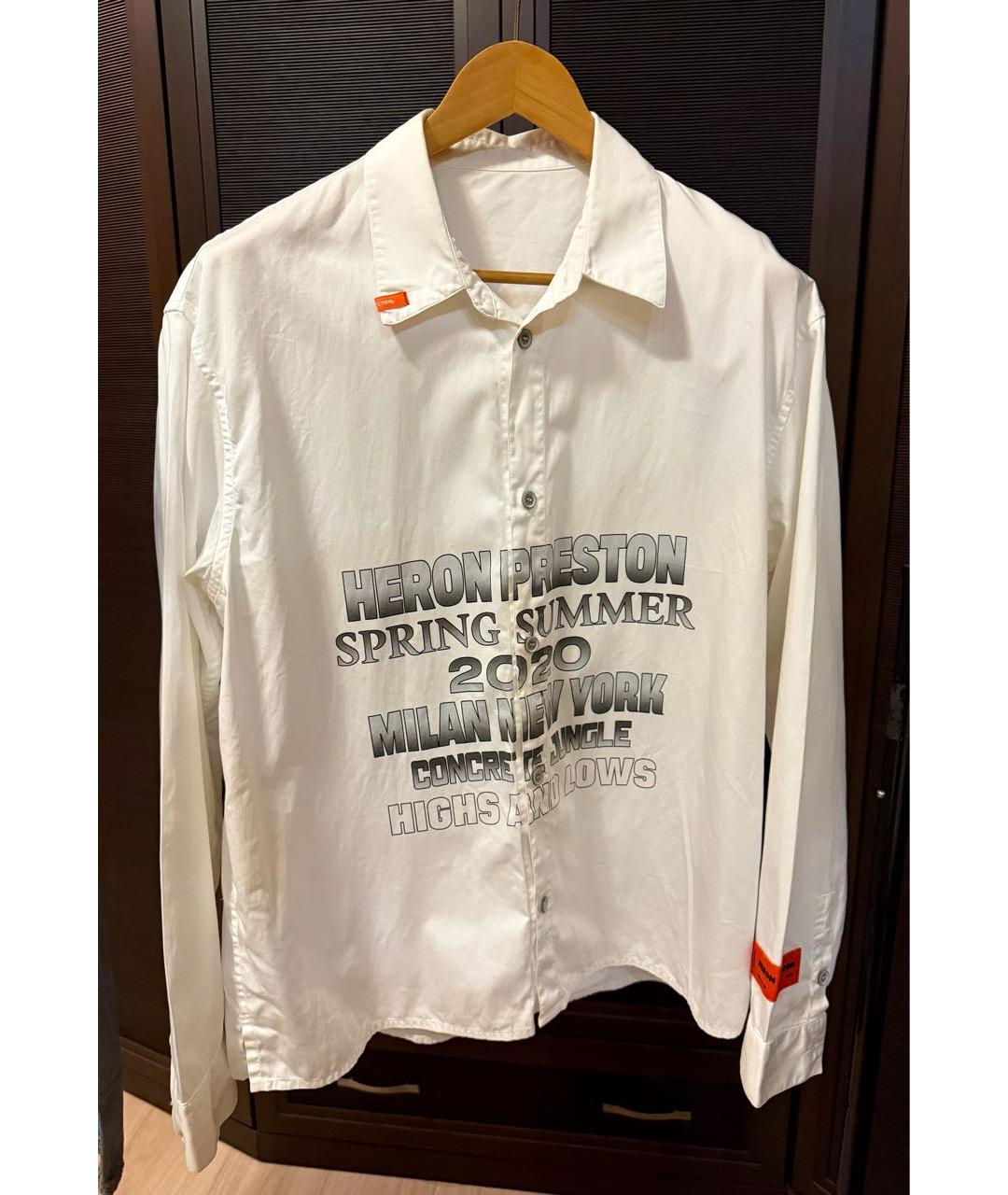 HERON PRESTON Белая хлопковая кэжуал рубашка, фото 7